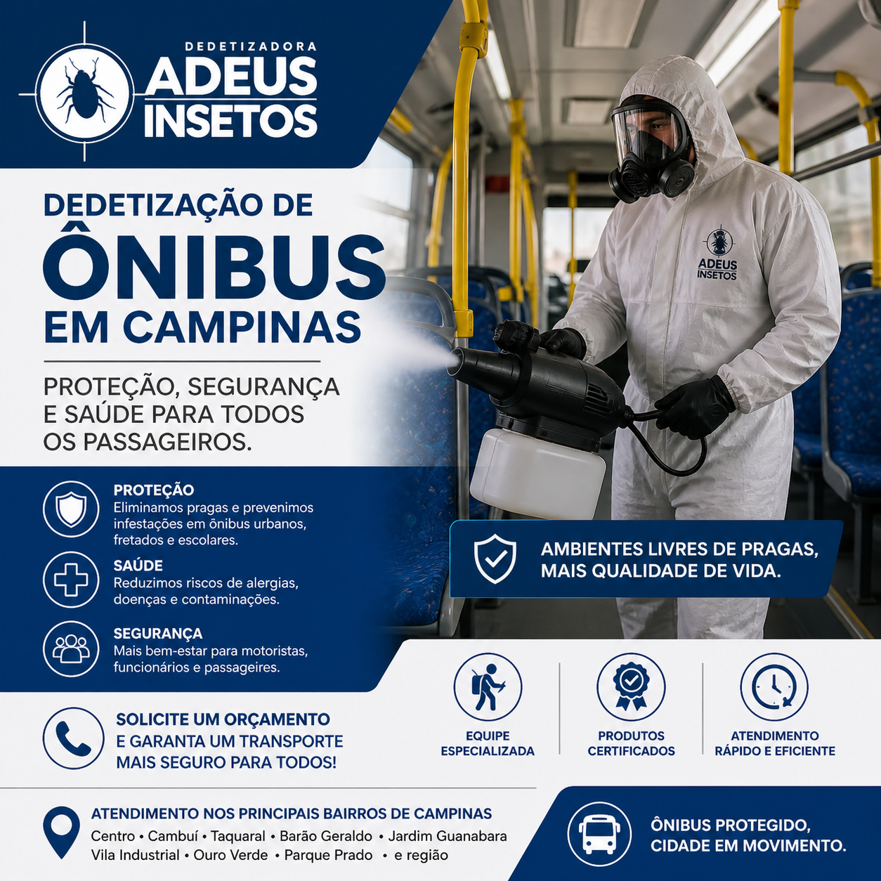 Dedetização de ônibus em Campinas proteção, segurança e saúde nos principais bairros da cidade