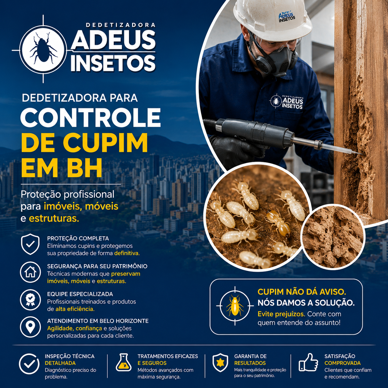 Dedetizadora para Controle de Cupim em BH proteção profissional para imóveis, móveis e estruturas